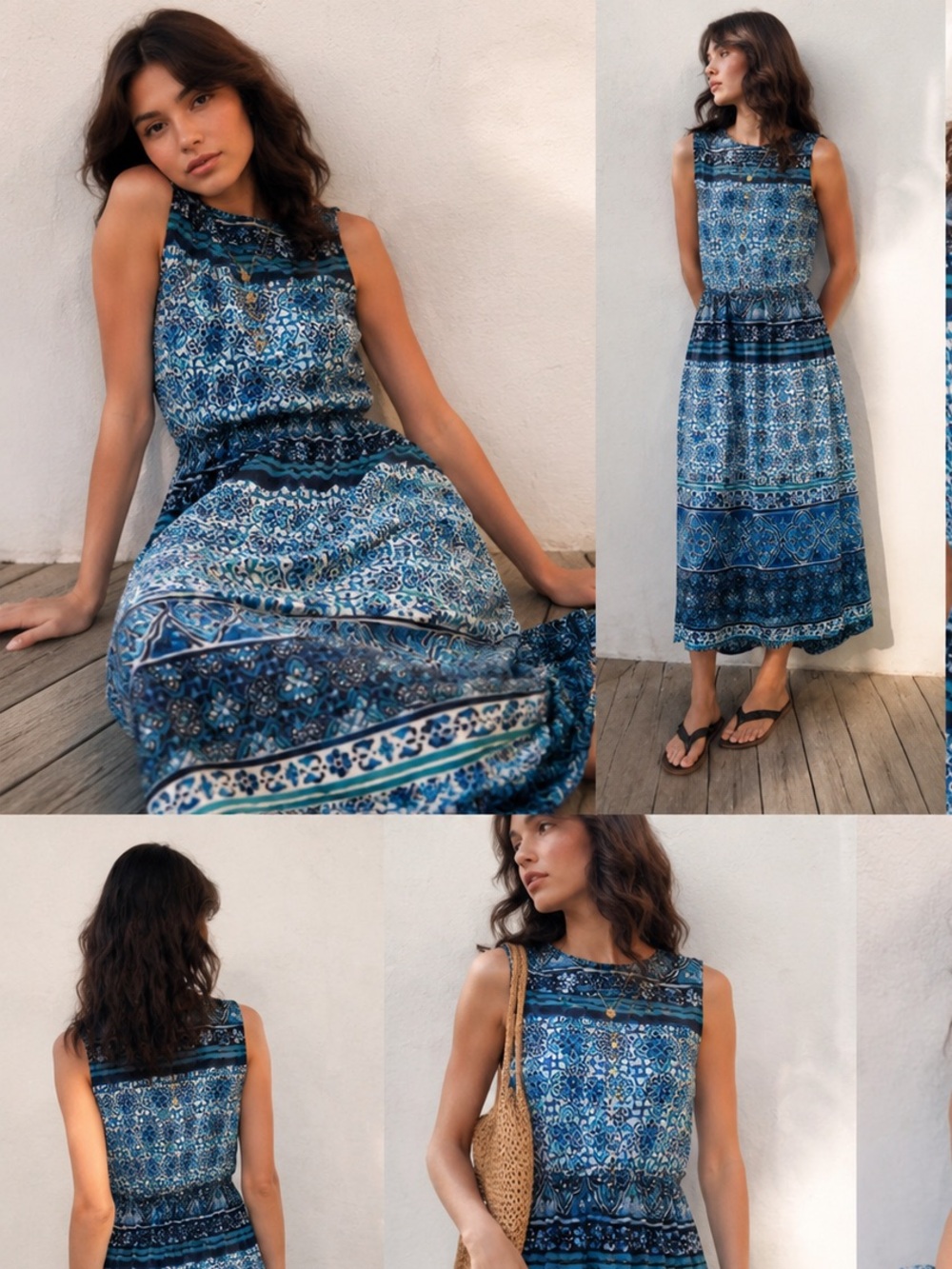 New Without Tags Blue Patterned Sleeveless Women’s Dress Medium